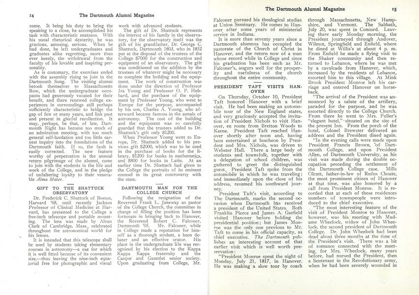 PRESIDENT TAFT VISITS HANOVER