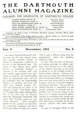 December, 1912 | Dartmouth Alumni Magazine