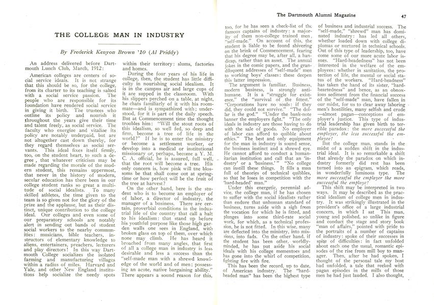 THE COLLEGE MAN IN INDUSTRY