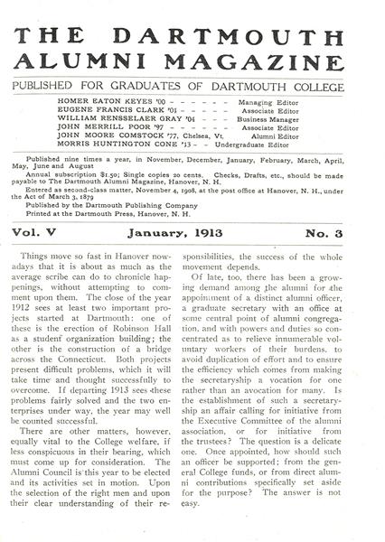 Issue: - January 1913 | Dartmouth Alumni Magazine