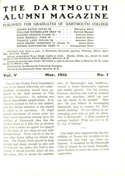 Issue: - May 1913 | Dartmouth Alumni Magazine
