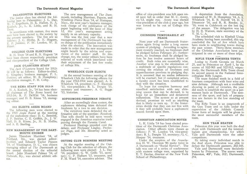 THE BEMA STAFF FOR 1913-14