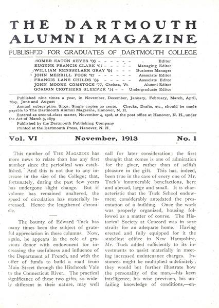 Issue: - November 1913 | Dartmouth Alumni Magazine