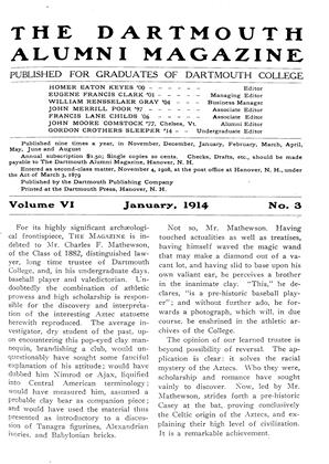 January, 1914 | Dartmouth Alumni Magazine