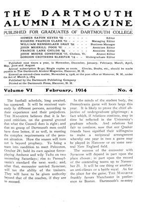 February, 1914 | Dartmouth Alumni Magazine