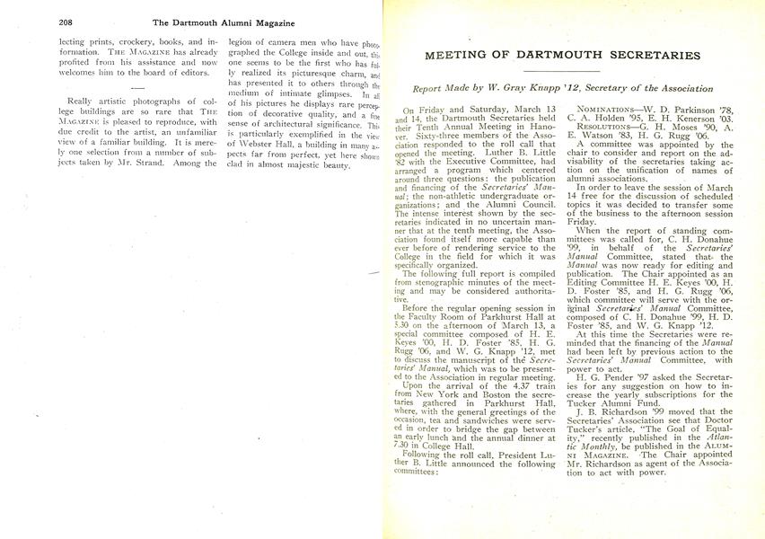 MEETING OF DARTMOUTH SECRETARIES