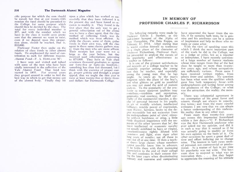 IN MEMORY OF PROFESSOR CHARLES F. RICHARDSON