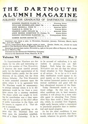 May, 1914 | Dartmouth Alumni Magazine
