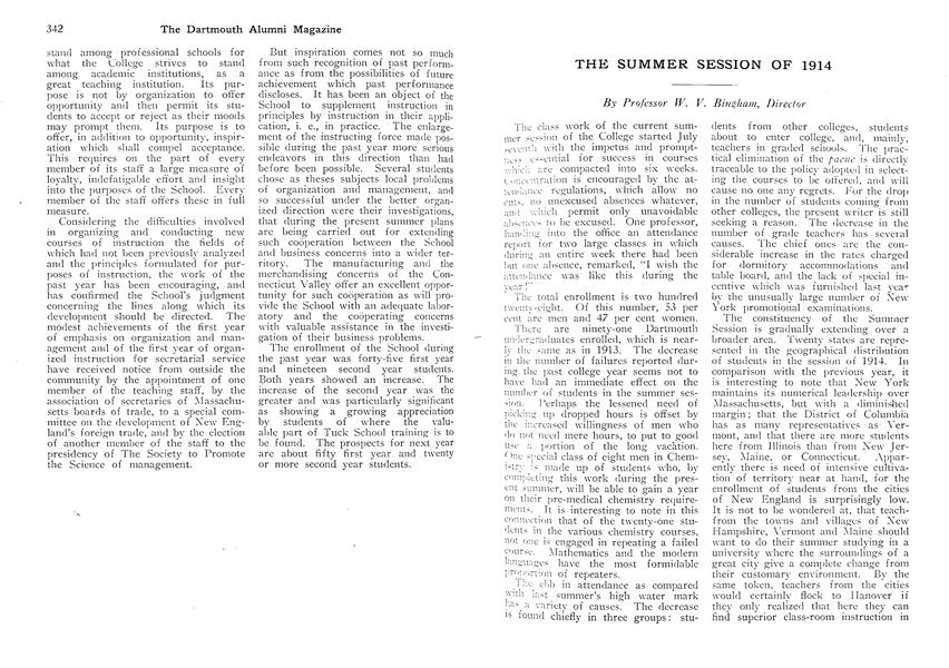 THE SUMMER SESSION OF 1914