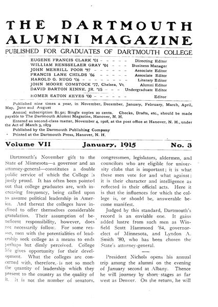 Issue: - January 1915 | Dartmouth Alumni Magazine