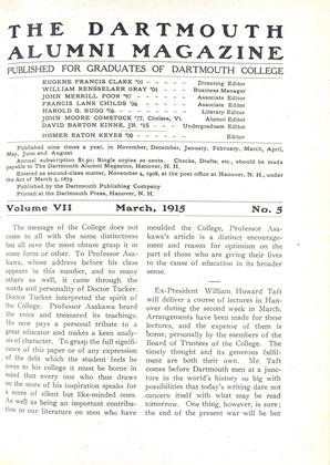 March, 1915 | Dartmouth Alumni Magazine