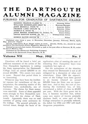 May 1915 | Dartmouth Alumni Magazine