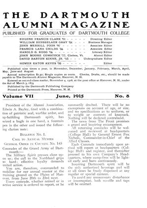 June, 1915 | Dartmouth Alumni Magazine