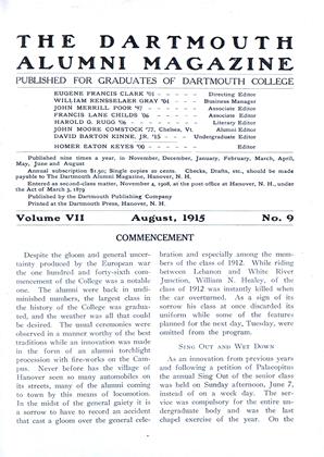 August, 1915 | Dartmouth Alumni Magazine