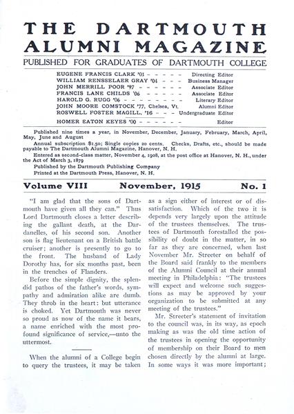Issue: - November 1915 | Dartmouth Alumni Magazine