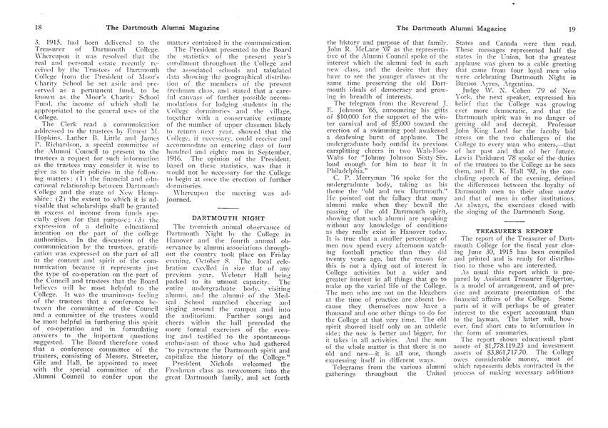 TREASURER'S REPORT