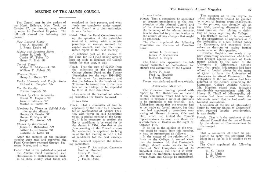 MEETING OF THE ALUMNI COUNCIL