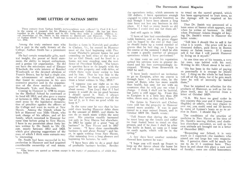 SOME LETTERS OF NATHAN SMITH