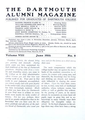 June 1916 | Dartmouth Alumni Magazine
