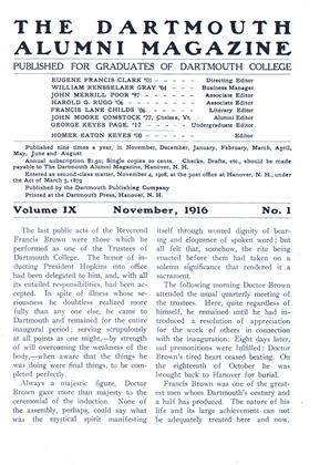 November, 1916 | Dartmouth Alumni Magazine