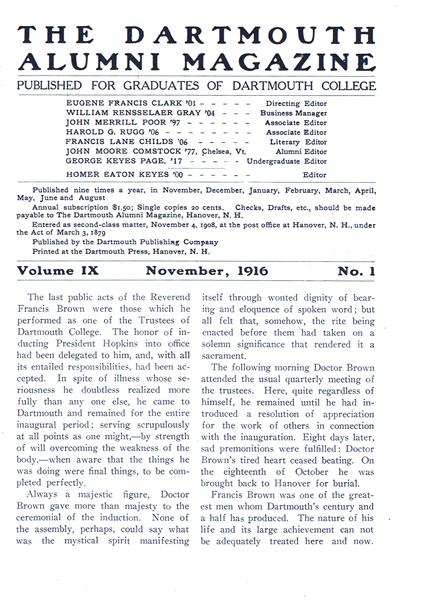 Issue: - November 1916 | Dartmouth Alumni Magazine