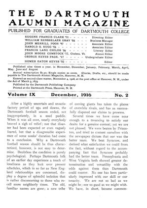 December 1916 | Dartmouth Alumni Magazine