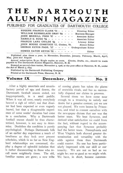 Issue: - December 1916 | Dartmouth Alumni Magazine