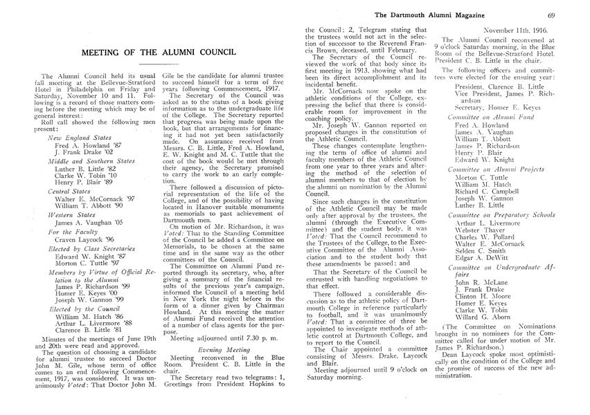 MEETING OF THE ALUMNI COUNCIL