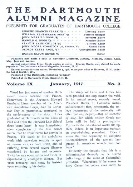 Issue: - January 1917 | Dartmouth Alumni Magazine