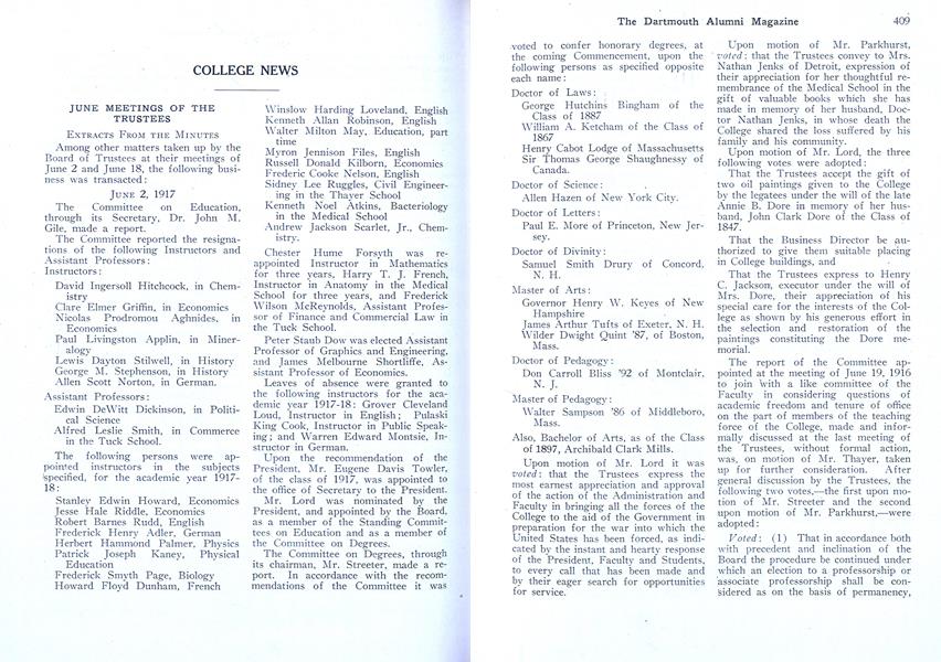 JUNE MEETINGS OF THE TRUSTEES