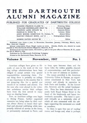 November 1917 | Dartmouth Alumni Magazine