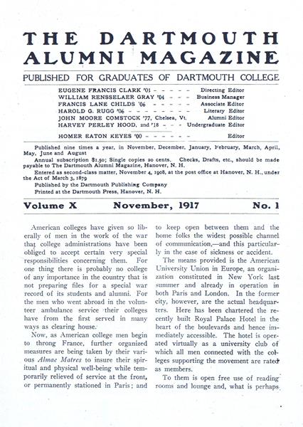 Issue: - November 1917 | Dartmouth Alumni Magazine