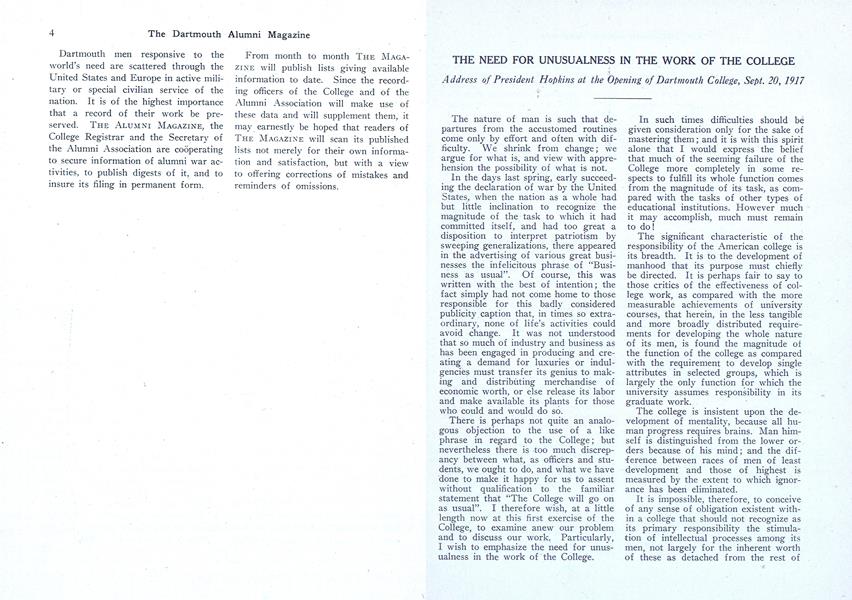 THE NEED FOR UNUSUALNESS IN THE WORK OF THE COLLEGE