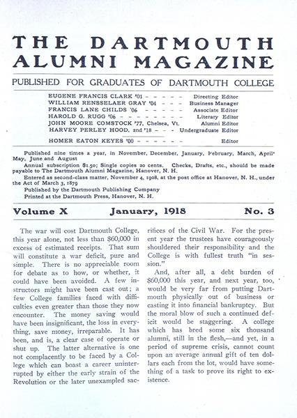 Issue: - January 1918 | Dartmouth Alumni Magazine