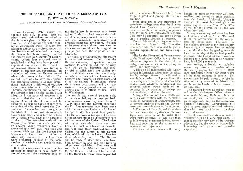 THE INTERCOLLEGIATE INTELLIGENCE BUREAU IN 1918