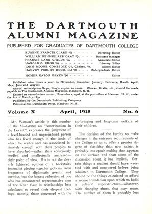 April 1918 | Dartmouth Alumni Magazine