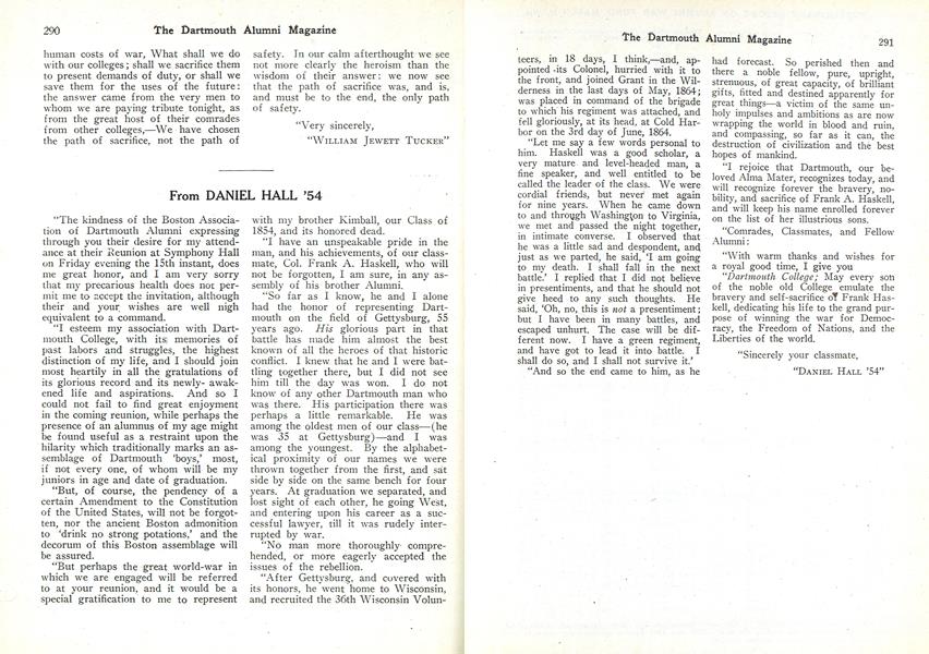 From DANIEL HALL '54