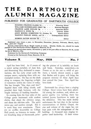 May 1918 | Dartmouth Alumni Magazine