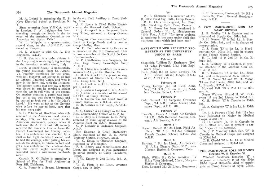 THE DARTMOUTH ROLL OF HONOR