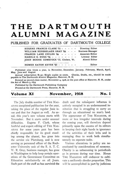 Issue: - November 1918 | Dartmouth Alumni Magazine