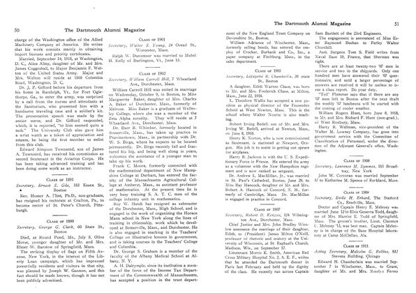 Class Of 1912 Dartmouth Alumni Magazine November 1918