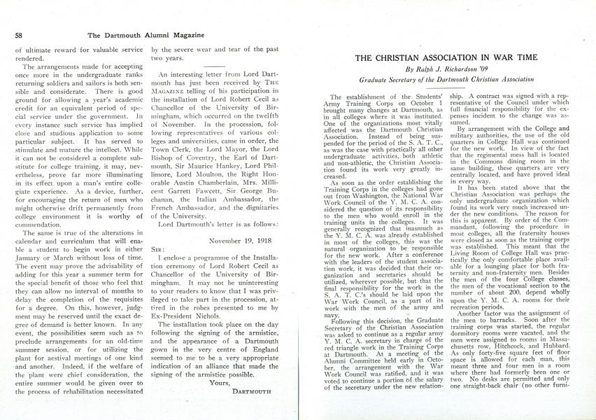 THE CHRISTIAN ASSOCIATION IN WAR TIME