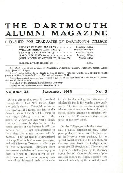 Issue: - January 1919 | Dartmouth Alumni Magazine