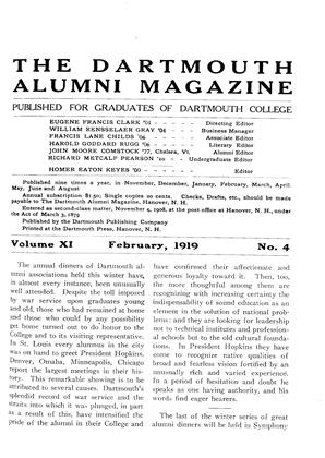February 1919 | Dartmouth Alumni Magazine