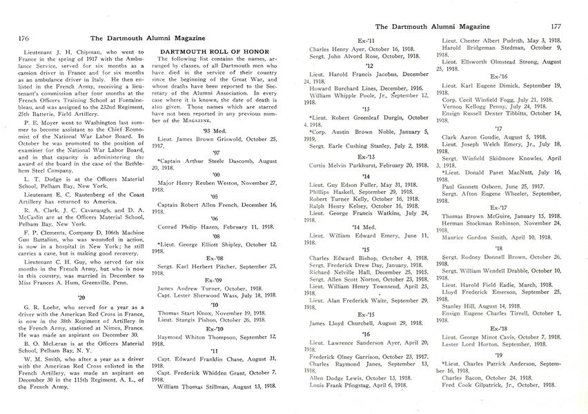 DARTMOUTH ROLL OF HONOR