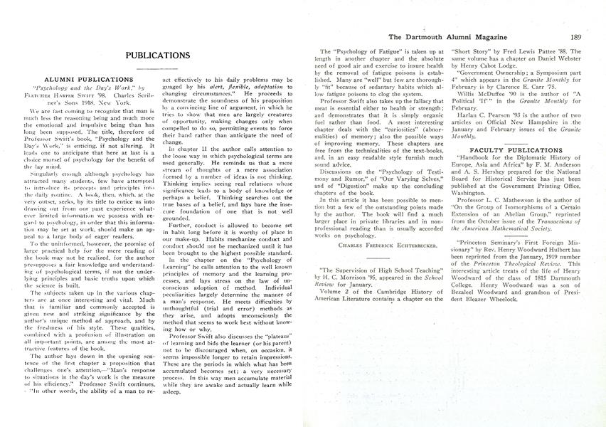 "Psychology and the Days Work"