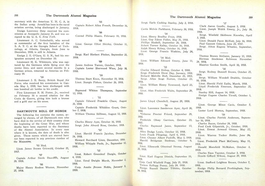 DARTMOUTH ROLL OF HONOR
