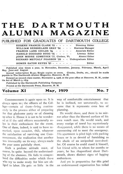 Issue: - May 1919 | Dartmouth Alumni Magazine