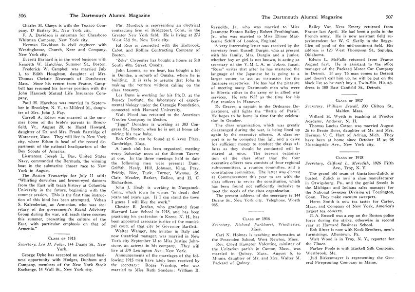 CLASS OF 1919