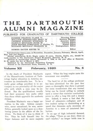 February 1920 | Dartmouth Alumni Magazine